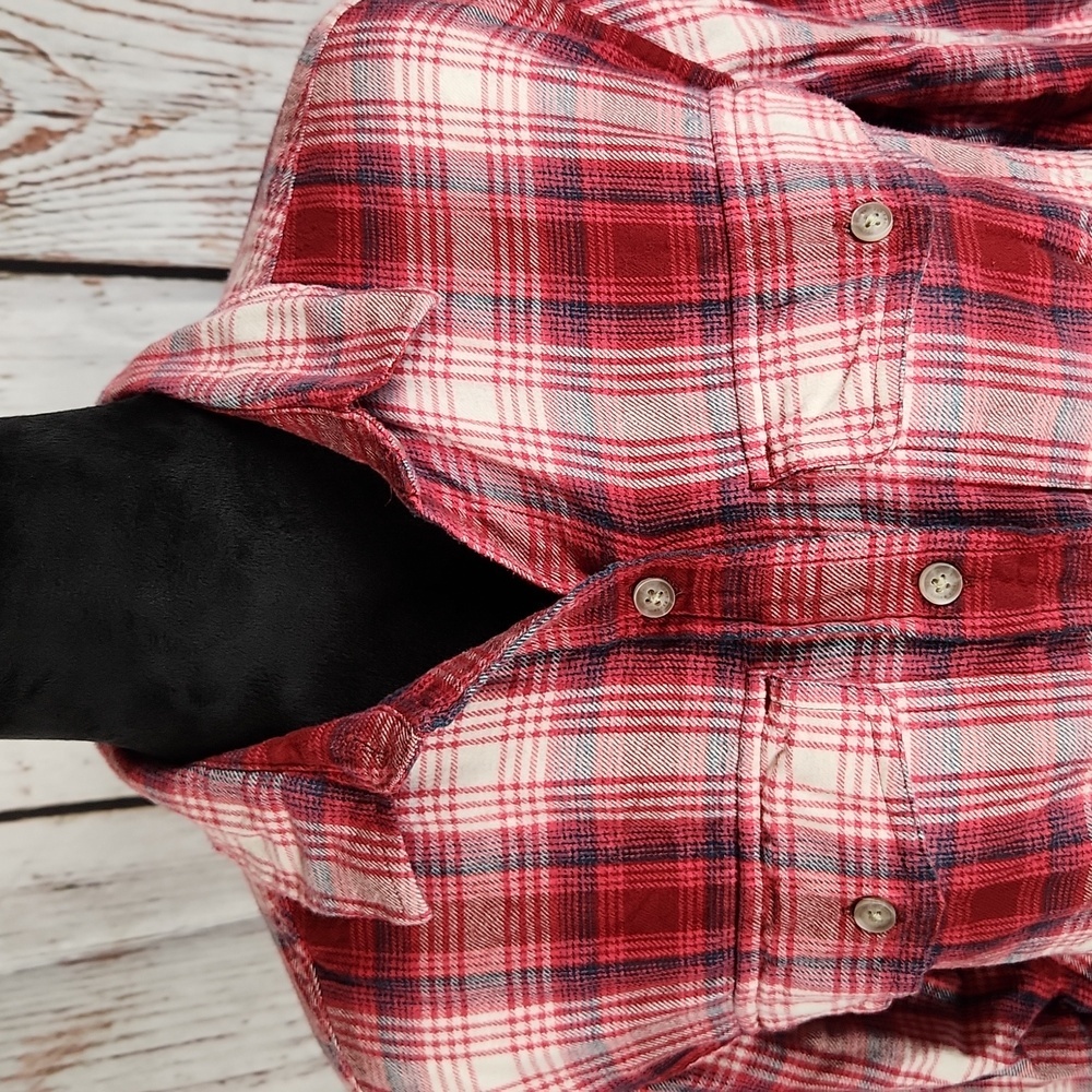 Eddie Bauer Flannel Shirt Red White Blue Plaid M - Picture 2 of 9